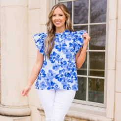 Passion For Poppies Top, Blue -Chic Soul Store 29 a216c7f9 3354 49e6 8fec 295e02a53820