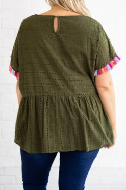 Poms Away Top, Olive -Chic Soul Store 2C5A1119 Edit