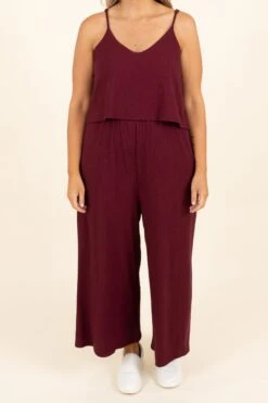 Finding My Peace Jumpsuit, Dark Burgundy 11 Finding My Peace Jumpsuit, Dark Burgundy -Chic Soul Store 2U7A0076