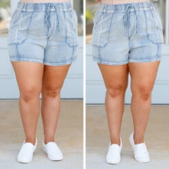 Act Up Shorts, Light Indigo -Chic Soul Store 2 3947e12b 380c 4198 8784 623eae6b0926