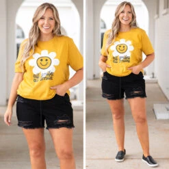 All Sunflowers And Smiles Tee, Mustard -Chic Soul Store 2 3ddb24d4 9228 4574 933d cb7640535fbb