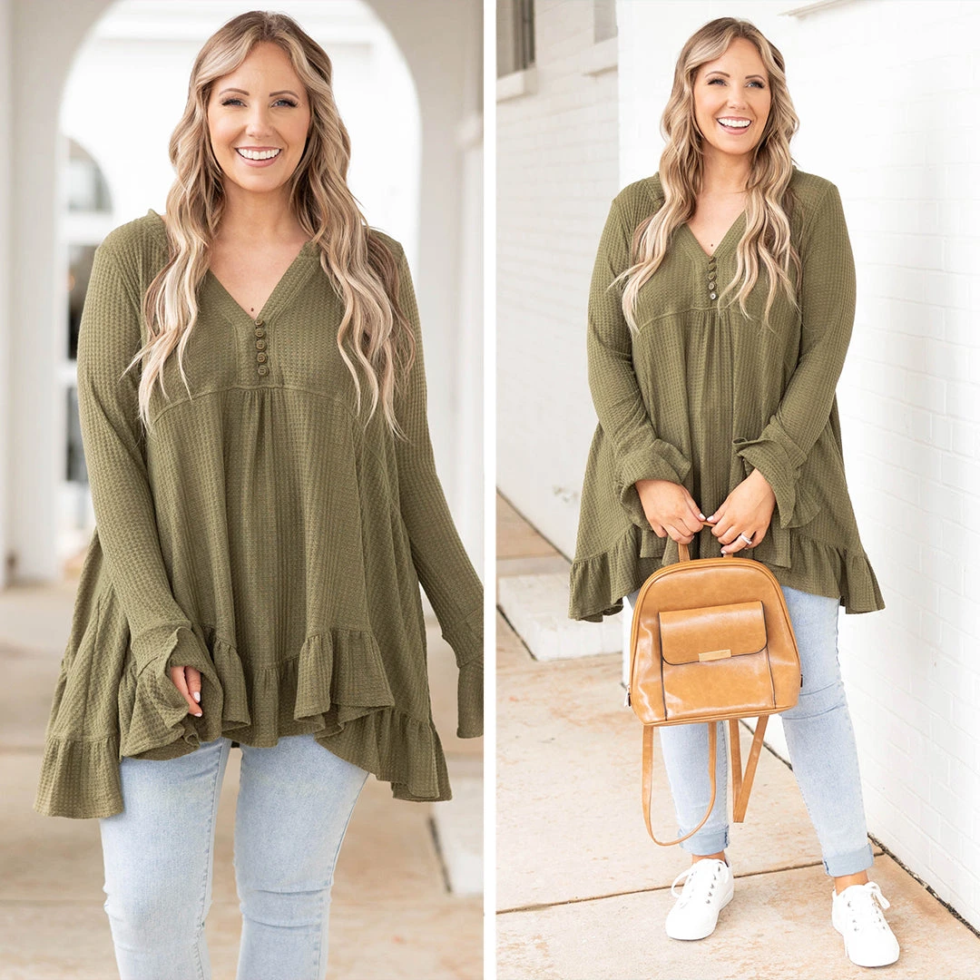 Happier Than Ever Tunic, Olive 8 Happier Than Ever Tunic, Olive - Image 6
