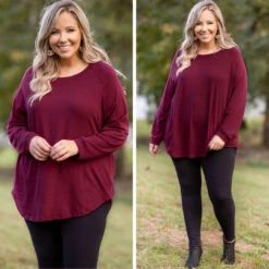 Curved Hem Slouchy Tunic, Wine -Chic Soul Store 2 796eb1a5 0c39 47d7 8ad1 bc925f1df113