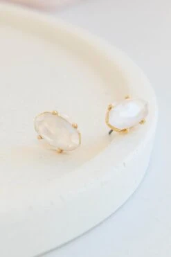 Crystal Energy Earrings, Gold-White -Chic Soul Store 3 12 1996