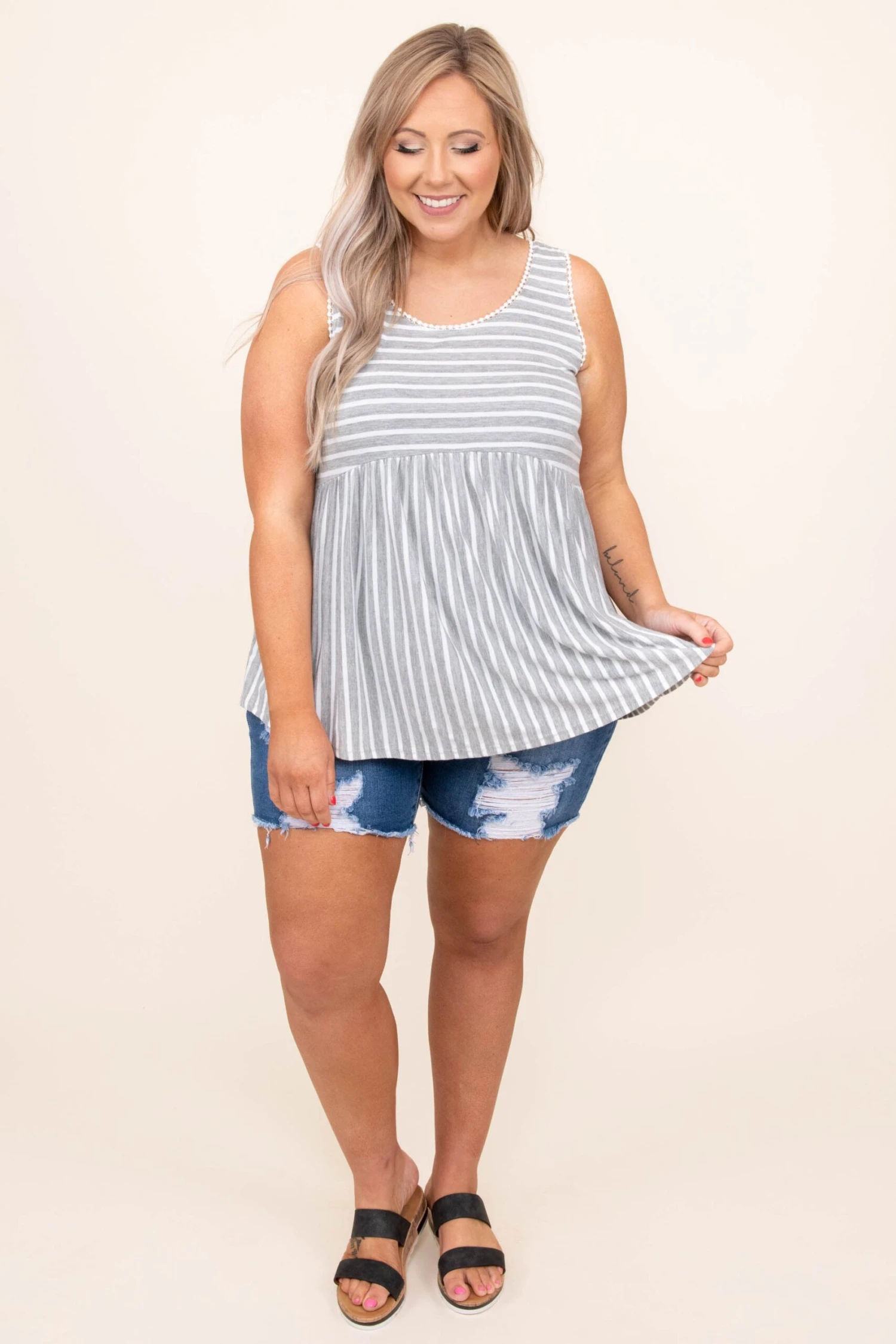 Flourish In Love Tank, Grey 5 Flourish In Love Tank, Grey - Image 3