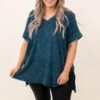 Comfy Travels Top, Deep Aqua Mineral Wash -Chic Soul Store 3 5 1287