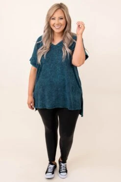 Comfy Travels Top, Deep Aqua Mineral Wash -Chic Soul Store 3 5 1289
