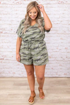 Loosen Up A Little Romper, Olive -Chic Soul Store 3 8 1397