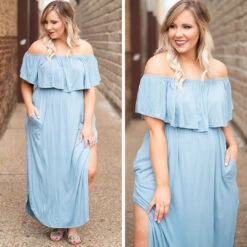 By The Boardwalk Maxi Dress, Chambray -Chic Soul Store 3.4 1