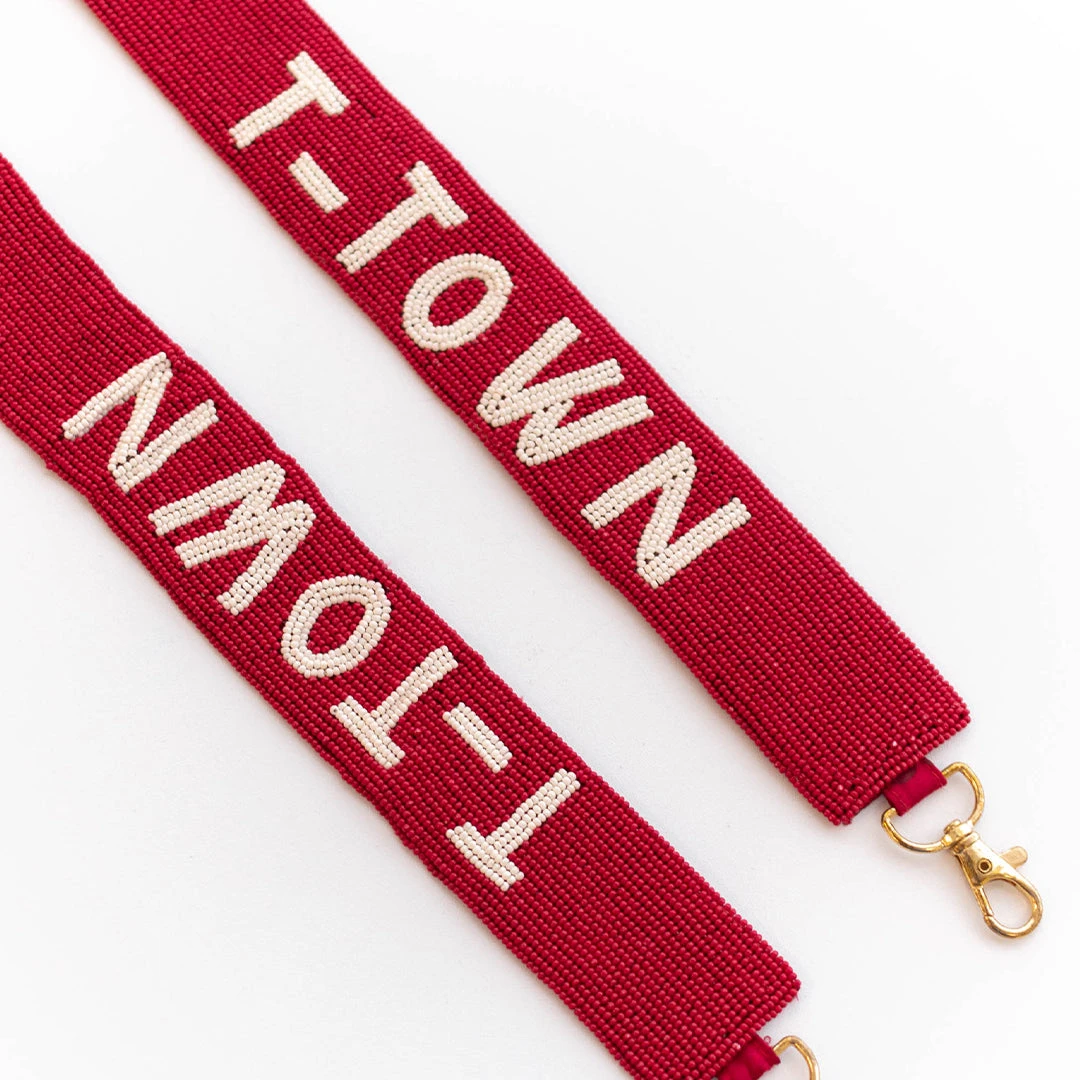 T-Town Beaded Purse Strap, Red White 6 T-Town Beaded Purse Strap, Red White - Image 4