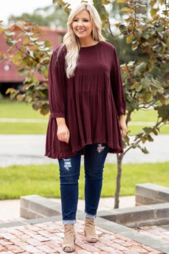 Concert Date Night Top, Wine -Chic Soul Store 373A0534