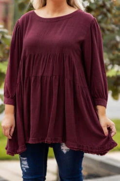Concert Date Night Top, Wine -Chic Soul Store 373A0559