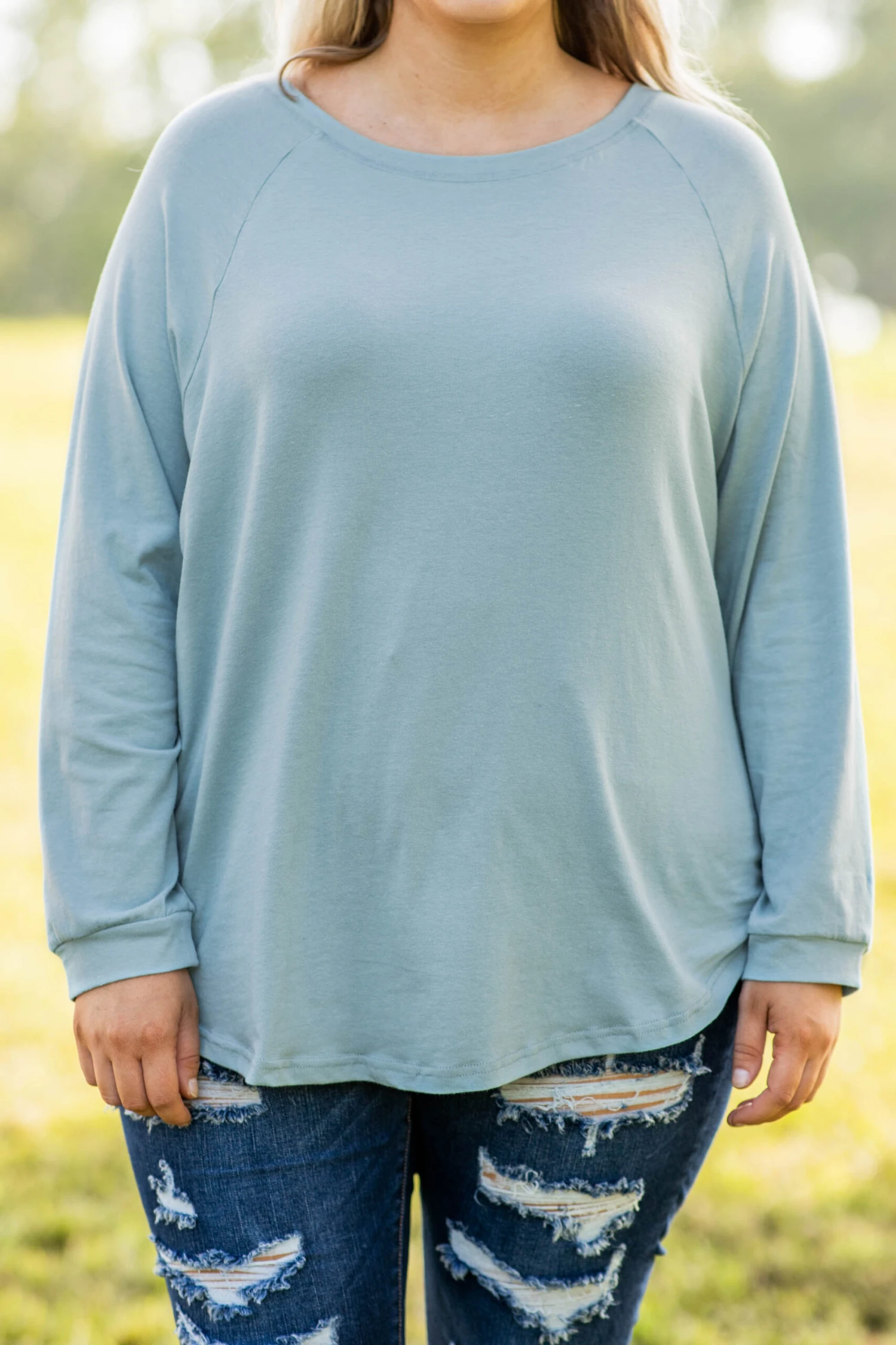 Curved Hem Slouchy Dolman Tunic, Mineral Mint 8 Curved Hem Slouchy Dolman Tunic, Mineral Mint - Image 6