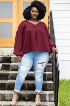 Love Is Catching Blouse, Burgundy 10 Love Is Catching Blouse, Burgundy -Chic Soul Store 373A1035 Edit