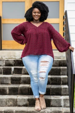 Love Is Catching Blouse, Burgundy 9 Love Is Catching Blouse, Burgundy -Chic Soul Store 373A1037 Edit