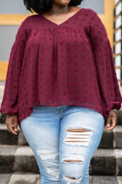 Love Is Catching Blouse, Burgundy 11 Love Is Catching Blouse, Burgundy -Chic Soul Store 373A1047 Edit
