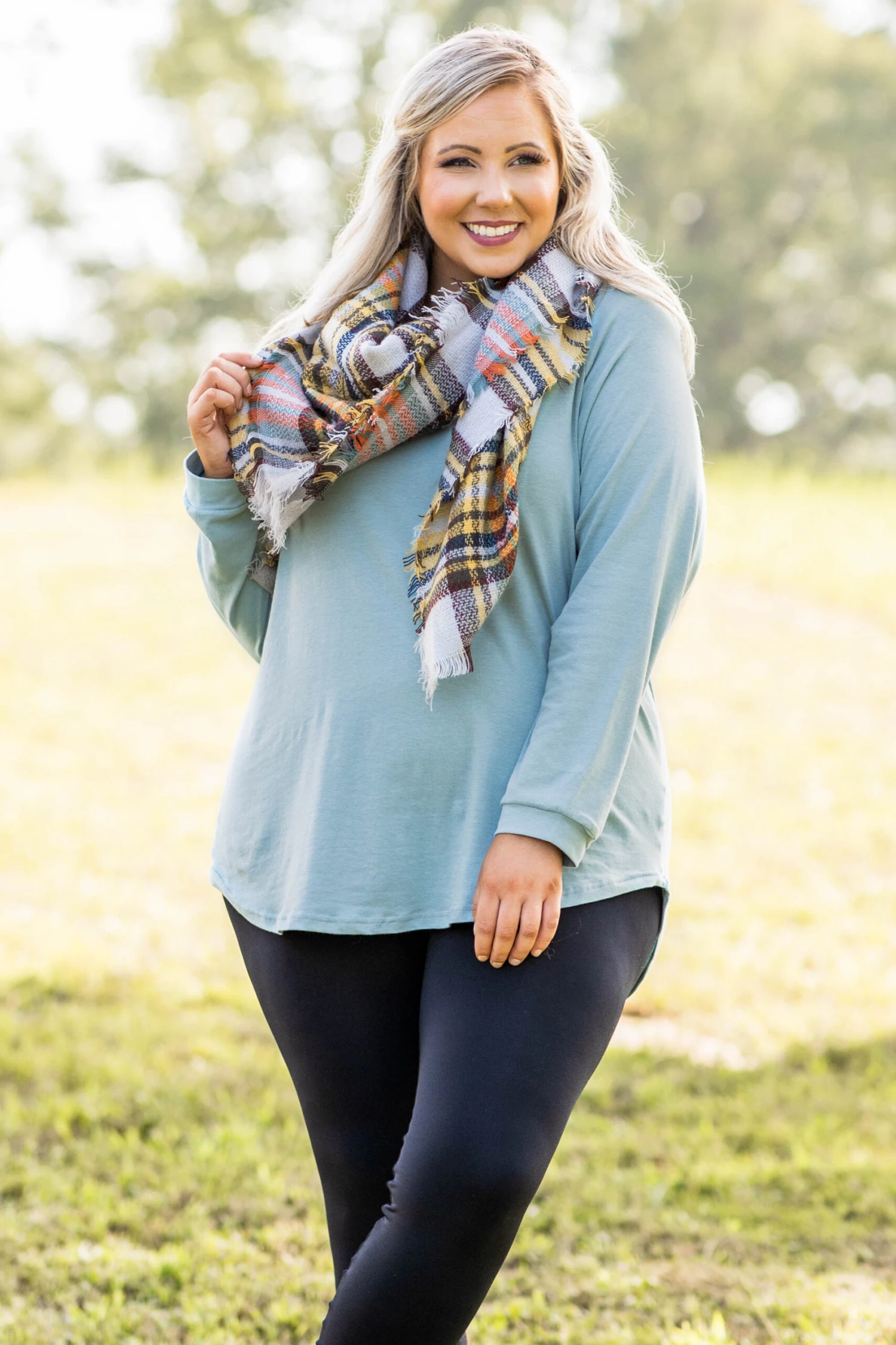 Curved Hem Slouchy Dolman Tunic, Mineral Mint 4 Curved Hem Slouchy Dolman Tunic, Mineral Mint - Image 2