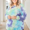 Curved Hem Slouchy Dolman Tunic, Tie Dye Purple -Chic Soul Store 373A1277