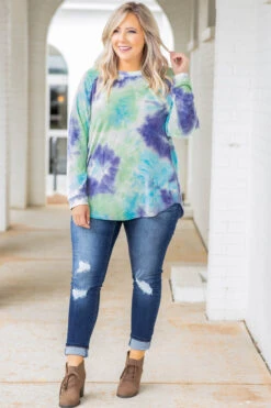 Curved Hem Slouchy Dolman Tunic, Tie Dye Purple 11 Curved Hem Slouchy Dolman Tunic, Tie Dye Purple -Chic Soul Store 373A1322