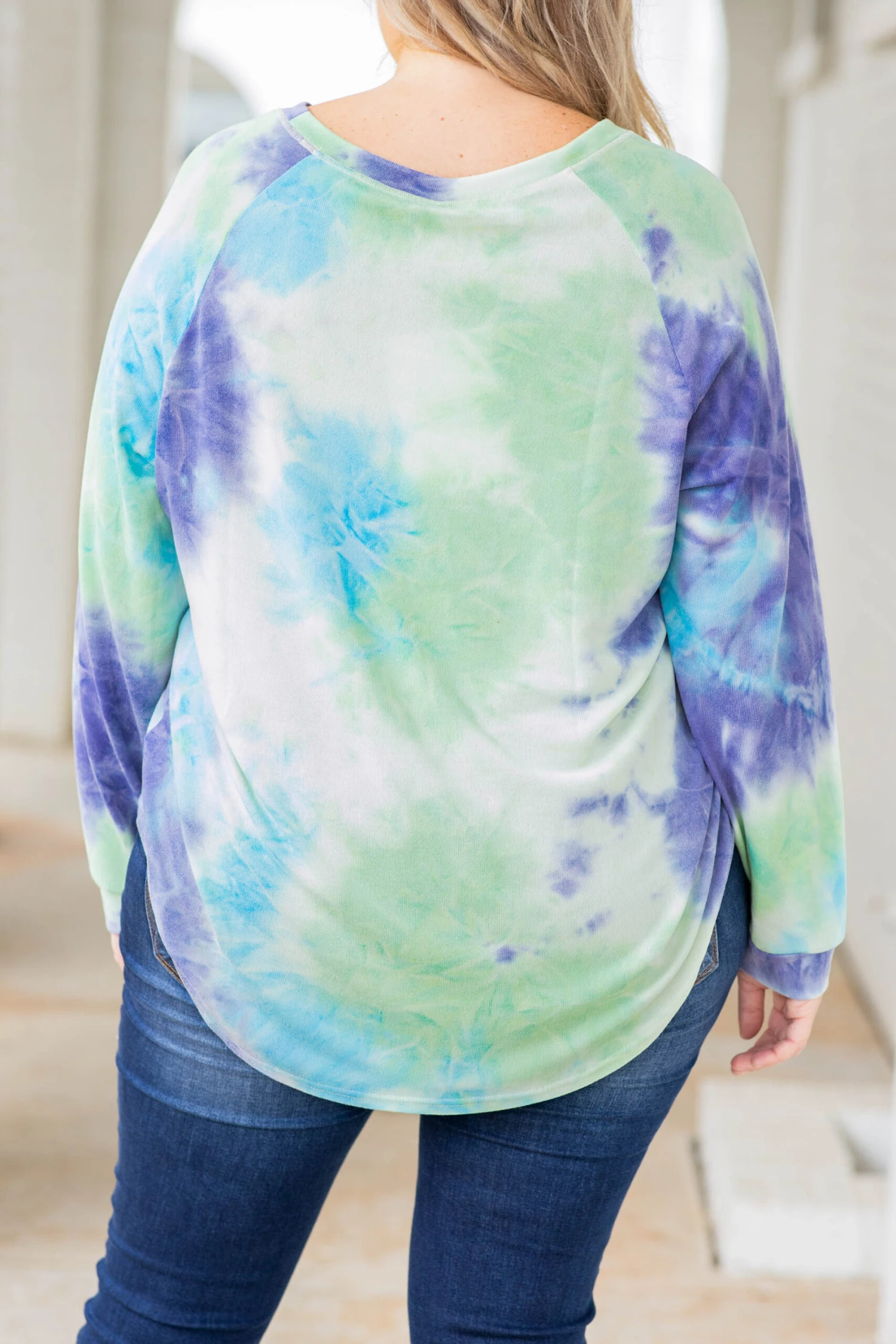 Curved Hem Slouchy Dolman Tunic, Tie Dye Purple 7 Curved Hem Slouchy Dolman Tunic, Tie Dye Purple - Image 5