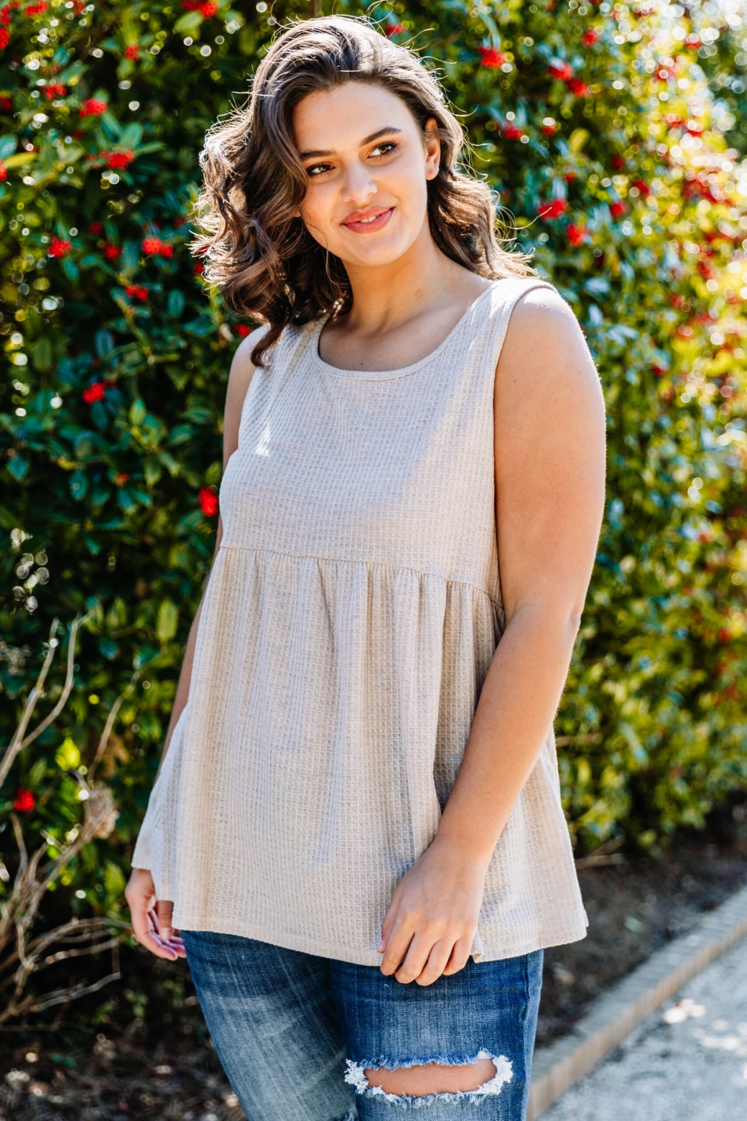 Weekender Waffle Babydoll, Oatmeal 5 Weekender Waffle Babydoll, Oatmeal - Image 3