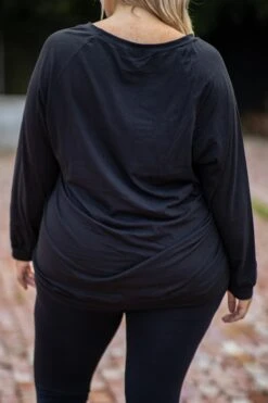 Slouchy Dolman Tunic Long Sleeve, Black -Chic Soul Store 373A2712 Edit