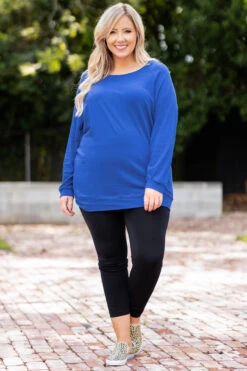 Slouchy Dolman Tunic Long Sleeve, Cobalt -Chic Soul Store 373A3001