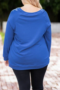 Slouchy Dolman Tunic Long Sleeve, Cobalt -Chic Soul Store 373A3009