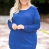 Slouchy Dolman Tunic Long Sleeve, Cobalt -Chic Soul Store 373A3015 dedee7b6 93ab 4e24 9cbb b2f383e72670
