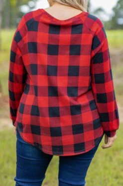 Curved Hem Slouchy Dolman Tunic, Red Plaid -Chic Soul Store 373A3169 e3950fb7 7d0b 486d a567 3295644a1b01