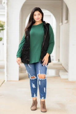 Curved Hem Slouchy Dolman Tunic, Hunter Green 14 Curved Hem Slouchy Dolman Tunic, Hunter Green -Chic Soul Store 373A5097