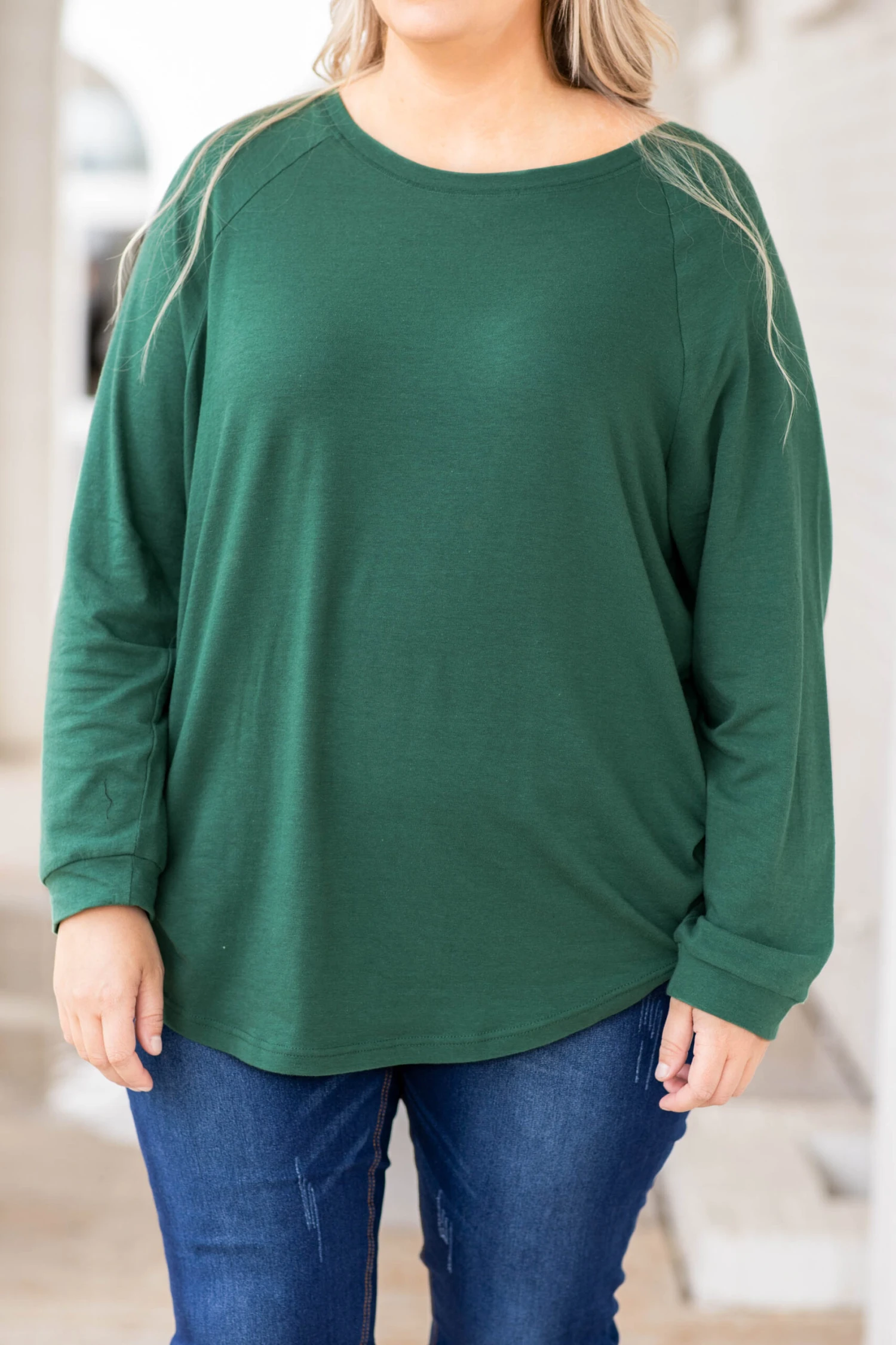 Curved Hem Slouchy Dolman Tunic, Hunter Green 6 Curved Hem Slouchy Dolman Tunic, Hunter Green - Image 4