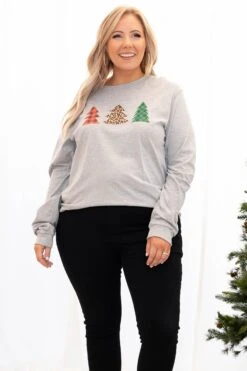 Holiday Trees Tee, Heather Gray