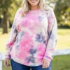 Curved Hem Slouchy Dolman Tunic, Tie Dye Pink 1 Curved Hem Slouchy Dolman Tunic, Tie Dye Pink -Chic Soul Store 373A7972