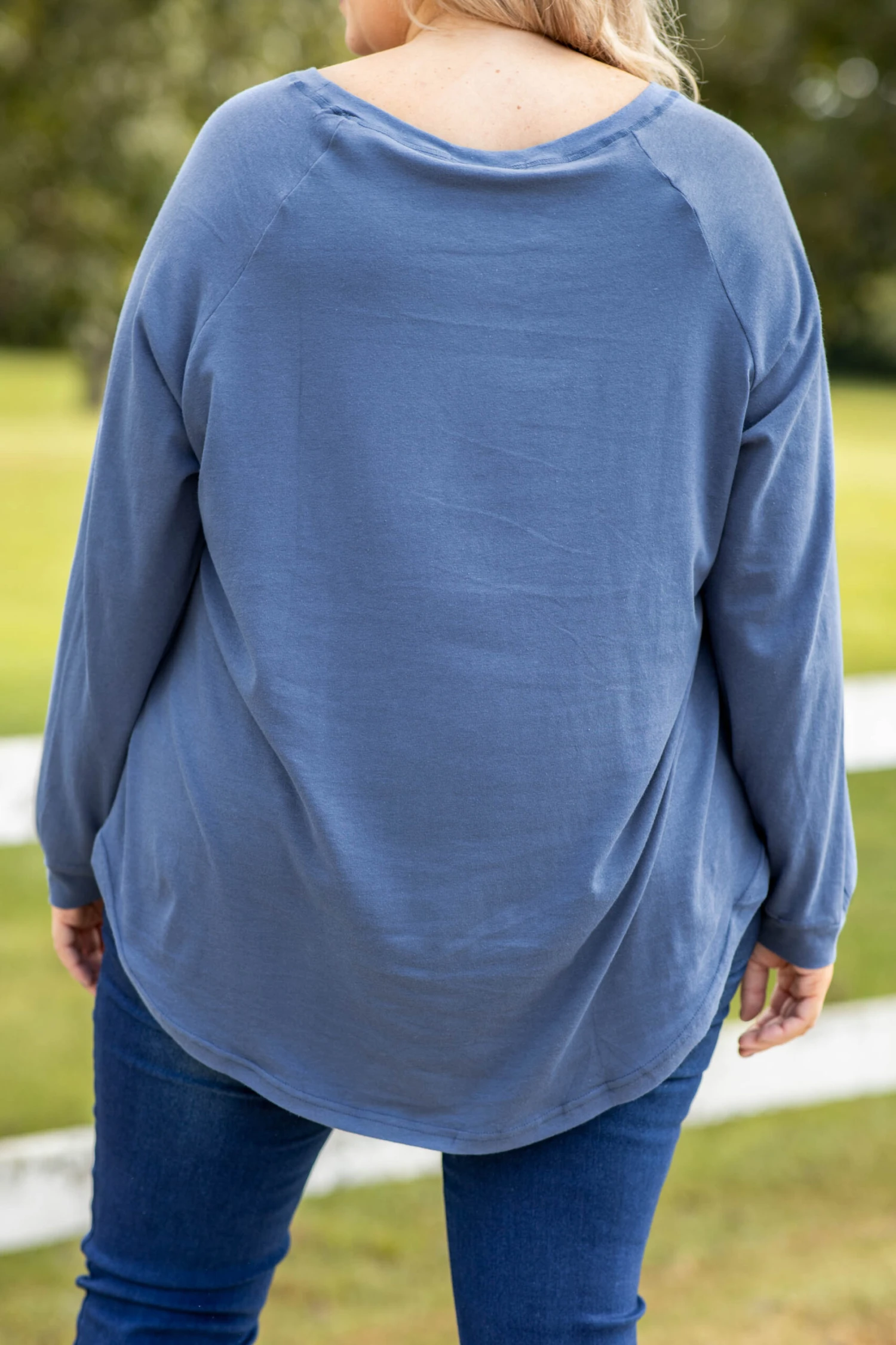 Curved Hem Slouchy Dolman Tunic, Indy Blue 8 Curved Hem Slouchy Dolman Tunic, Indy Blue - Image 6