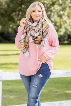 Curved Hem Slouchy Dolman Tunic, Dusty Pink -Chic Soul Store 373A8520
