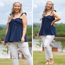 Blossoming Flower Top, Navy -Chic Soul Store 3 b4f4c506 225b 4051 837f fdcc31febe9b