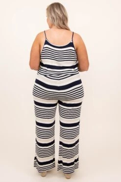 Going With The Flow Jumpsuit, Ivory-Navy -Chic Soul Store 4 20 6837