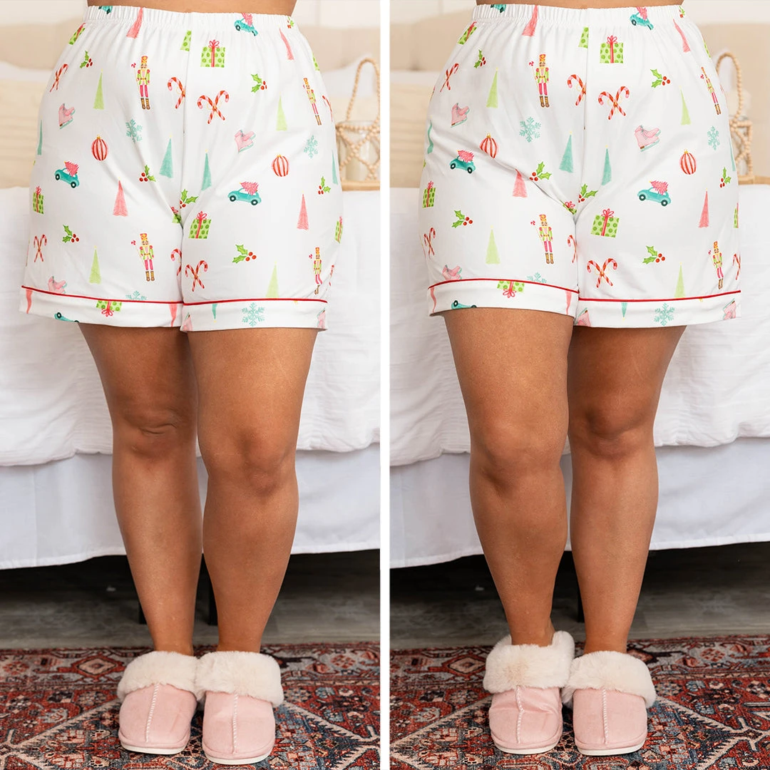 Snow Wishes Pajama Shorts, White 8 Snow Wishes Pajama Shorts, White - Image 6