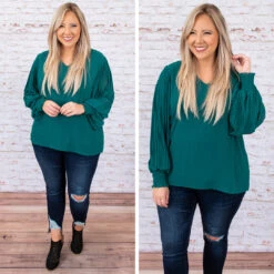 Unwritten Moments Blouse, Hunter Green -Chic Soul Store 4 7af018c0 658e 4c87 85c2 763da37cea06