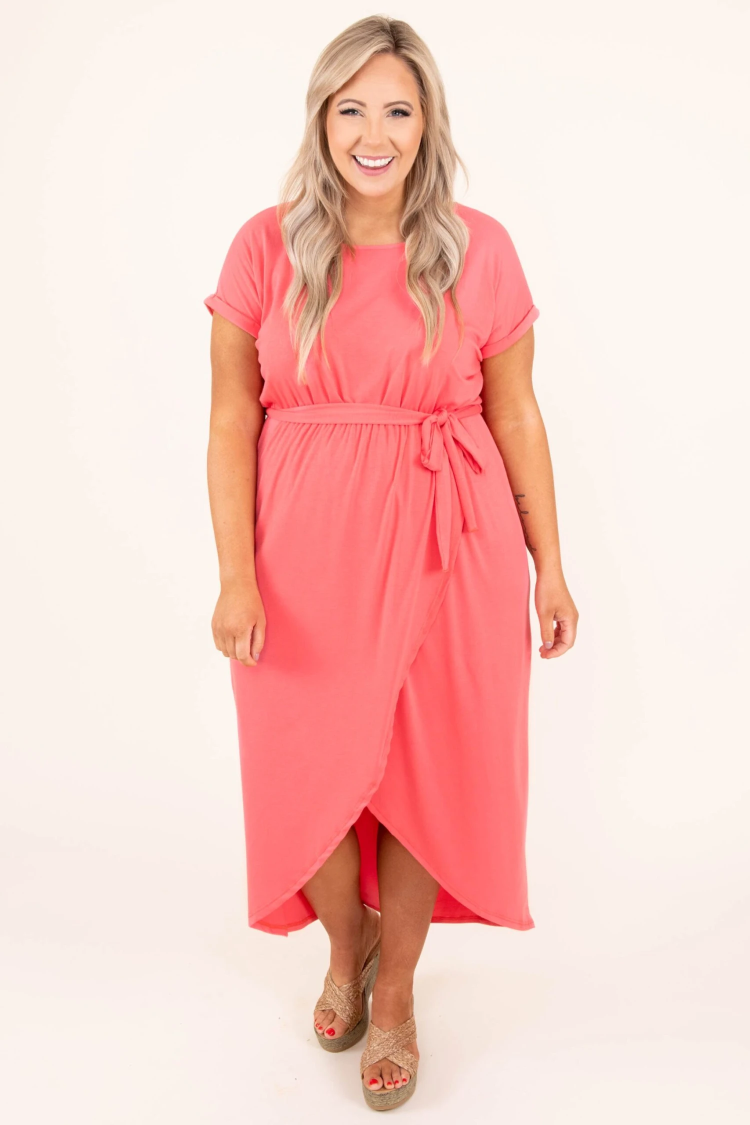 Crossing Paths Dress, Coral 4 Crossing Paths Dress, Coral - Image 2