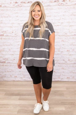 A Grand Throwback Top, Charcoal -Chic Soul Store 5 18 9397