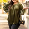 Sweet Velvet Top, Olive -Chic Soul Store 5E1A0352 Edit