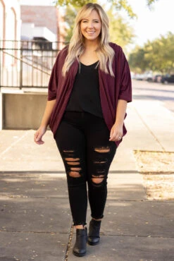 Let's Grab Brunch Cardigan, Merlot -Chic Soul Store 5E1A0665