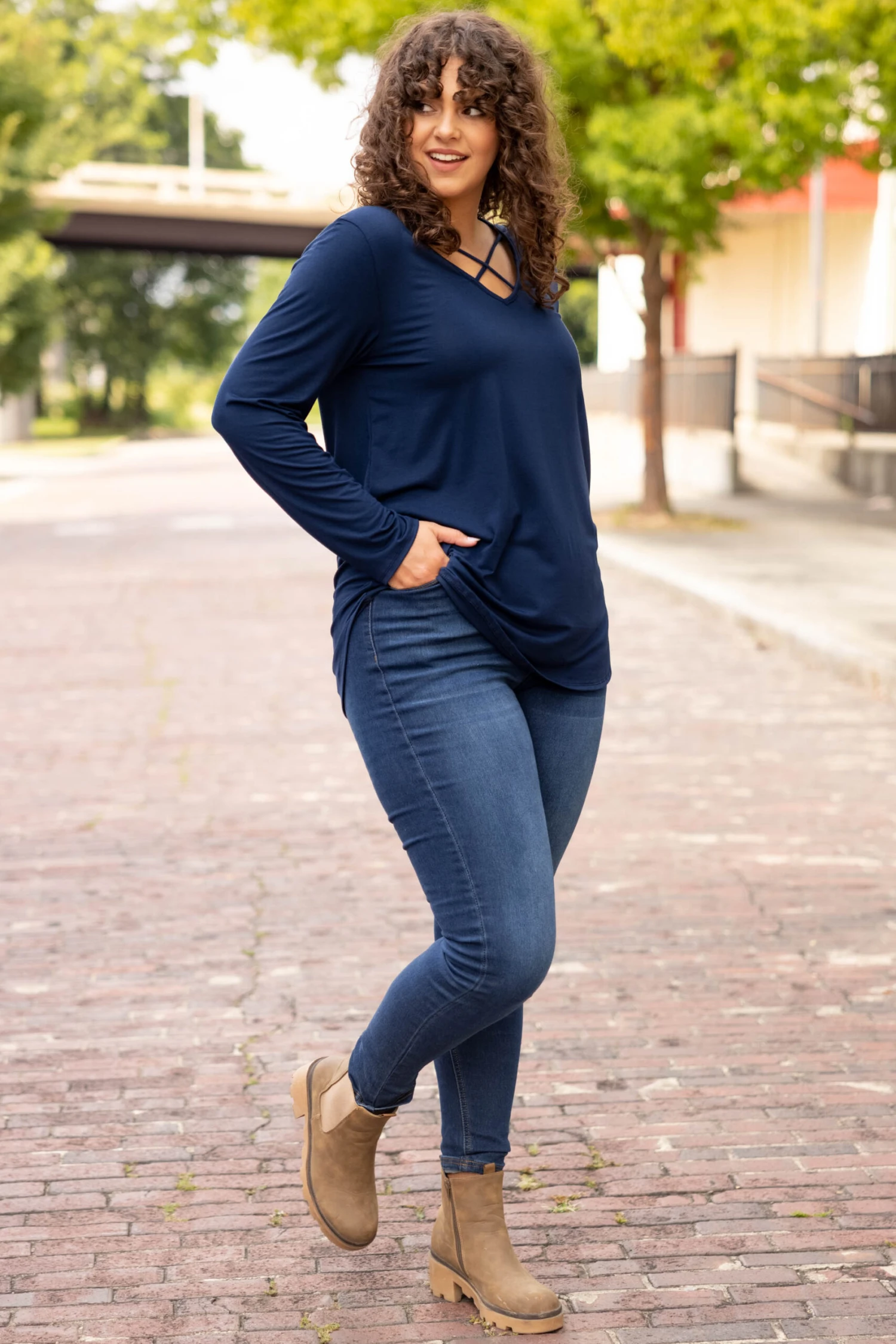 Neutral But Nice Top, Navy 5 Neutral But Nice Top, Navy - Image 3