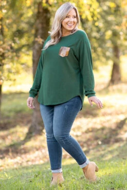 Curved Hem Slouchy Dolman Tunic, Hunter Green Sequin 16 Curved Hem Slouchy Dolman Tunic, Hunter Green Sequin -Chic Soul Store 5E1A1667 Edit