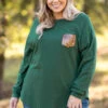 Curved Hem Slouchy Dolman Tunic, Hunter Green Sequin -Chic Soul Store 5E1A1669 Edit