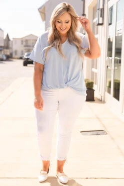 Hiding My Heart Blouse, Powder Blue -Chic Soul Store 5E1A1669 Edit cc058a57 587e 4e80 bd62 9aa85f2e9ef3