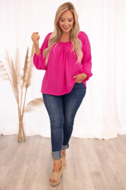 Changing Myself Blouse, Hot Pink -Chic Soul Store 5E1A2366