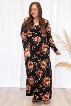 Flowers Of Fall Dress, Black -Chic Soul Store 5E1A2685